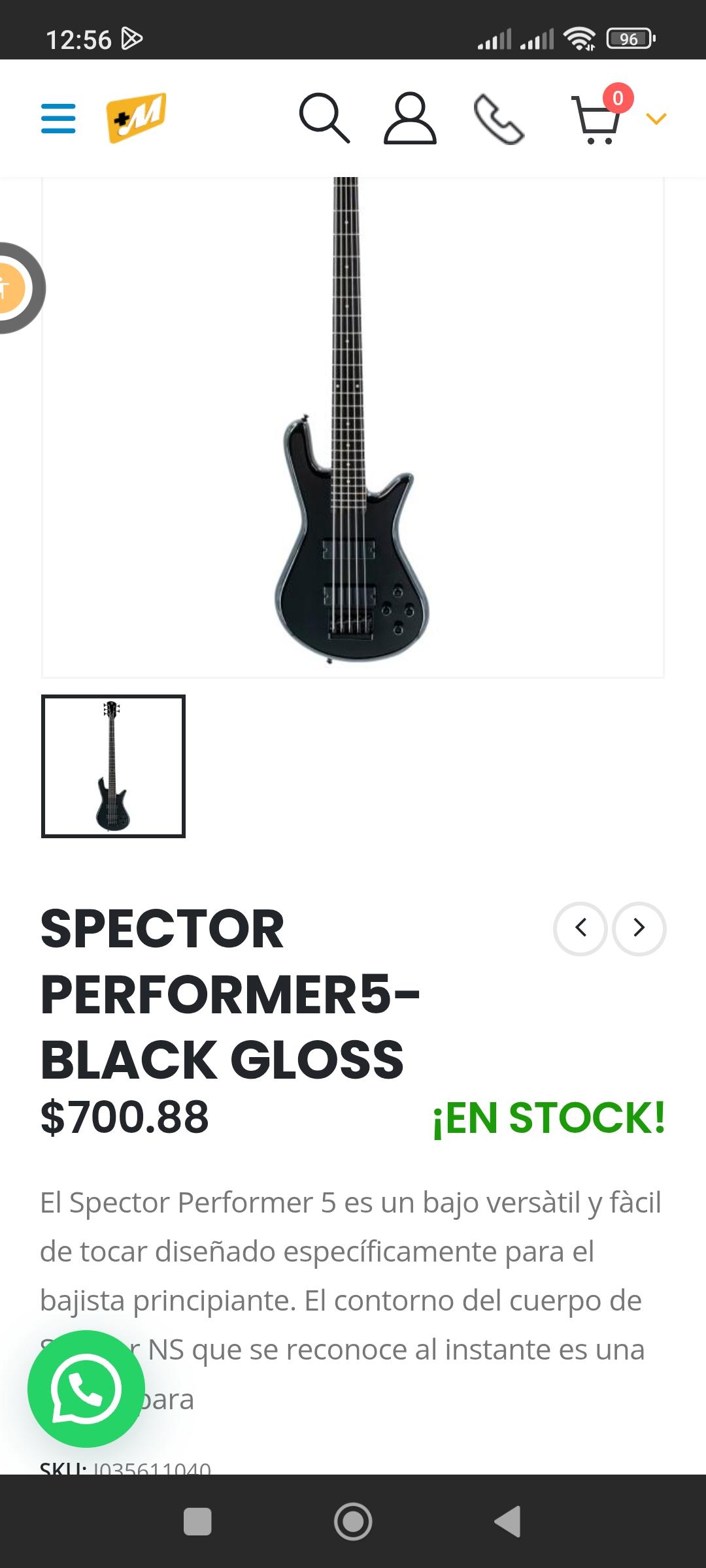 Bajó Eléctrico spector performer black 5 cuerdas