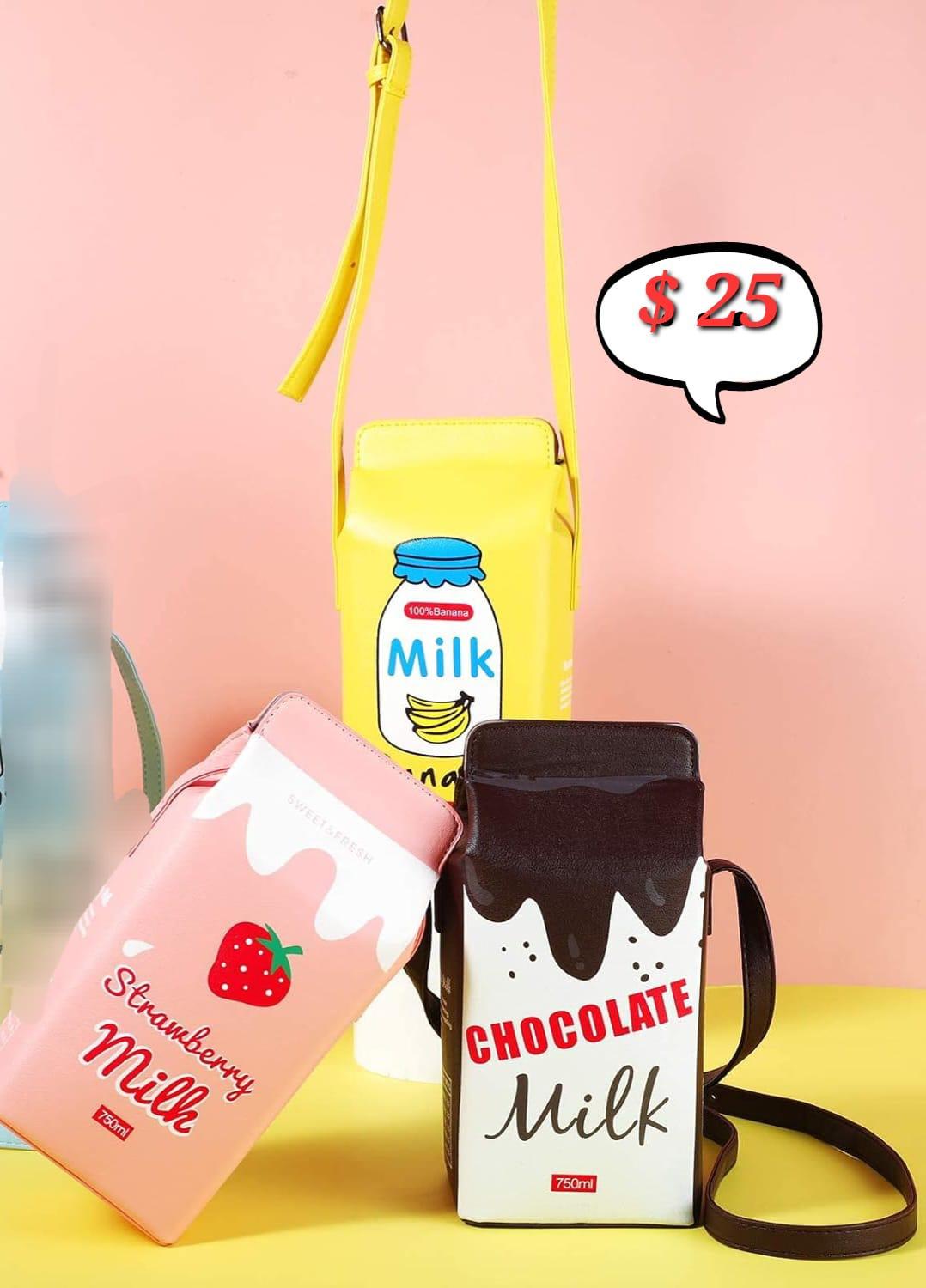 Carteras en forma de cartón de leche 🐄