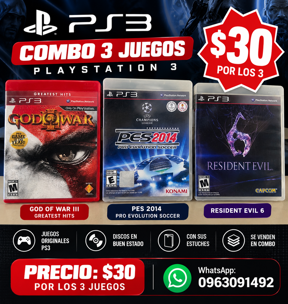 combo 3 juegos ps3